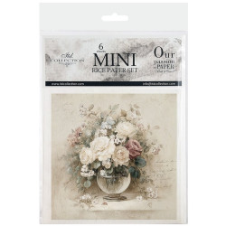Set 6ks rýžových papírů - Psáno květinami, romantická zátiší (14,8x14,8cm)