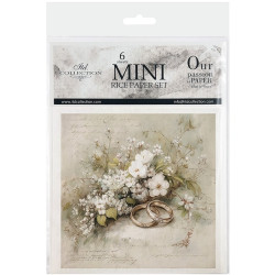 Set 6ks rýžových papírů - Psáno květinami, svatební motivy (14,8x14,8cm)