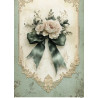 Papír rýžový A4 Shabby Chic v zelené, zámecký motiv