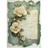 Papír rýžový A4 Shabby Chic v zelené, dopis z minulosti