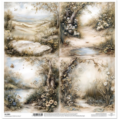 Myší svět, 4 obrázky krajiny - scrap.papír 31x32cm (ITD)