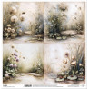 Myší svět, 4 obrázky s pampeliškami - scrap.papír 31x32cm (ITD)
