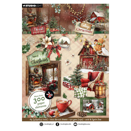 3D blok s výseky A5 - Paper Elements Cottage Christmas no. 485 (SL)