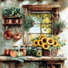 Slunečnice v rustikální kuchyni 33x33