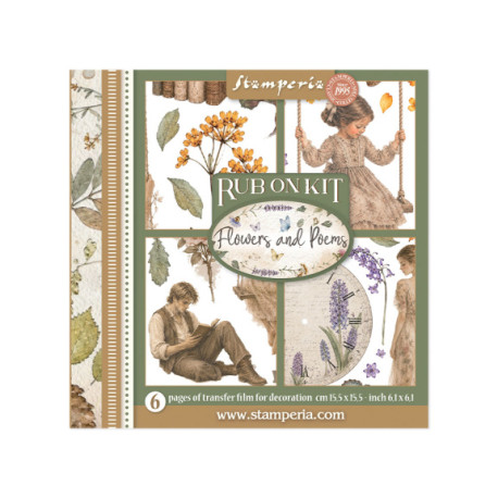 Transfer Stamperia 15,5x15,5cm - Flowers and Poems (DFLRBX24)