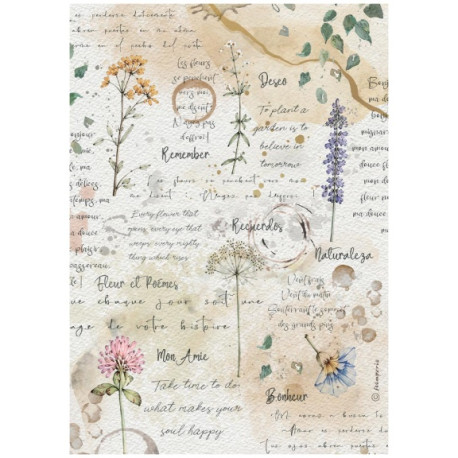 Papír rýžový A4 Flowers and Poems, květy a texty