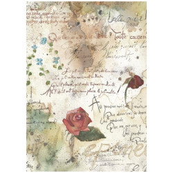 Papír rýžový A4 Flowers and Poems, vzor s texty