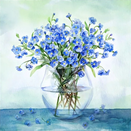 Pomněnky ve skleněné váze 33x33