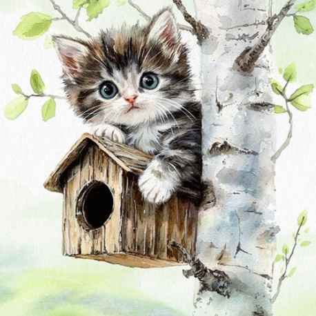 Kotě na ptačí budce 33x33