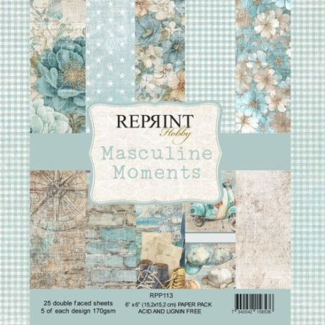 Sada papírů 15x15 170g Masculine Moments (REPRINT)