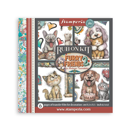 Transfer Stamperia 15,5x15,5cm - Furry Friends 2 (DFLRBX26)