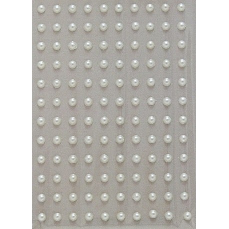 Kamínky perličky 3mm, samolepící krémové